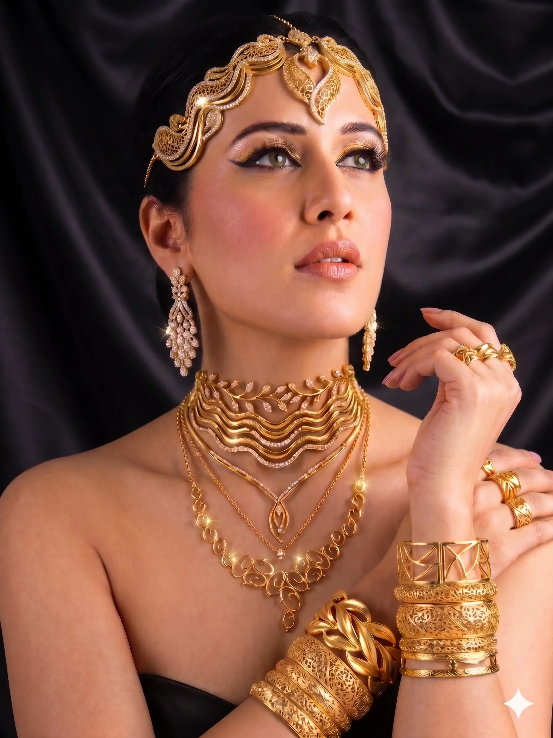 Traditional gold necklace and earrings — Ran Naya, Sri Lanka