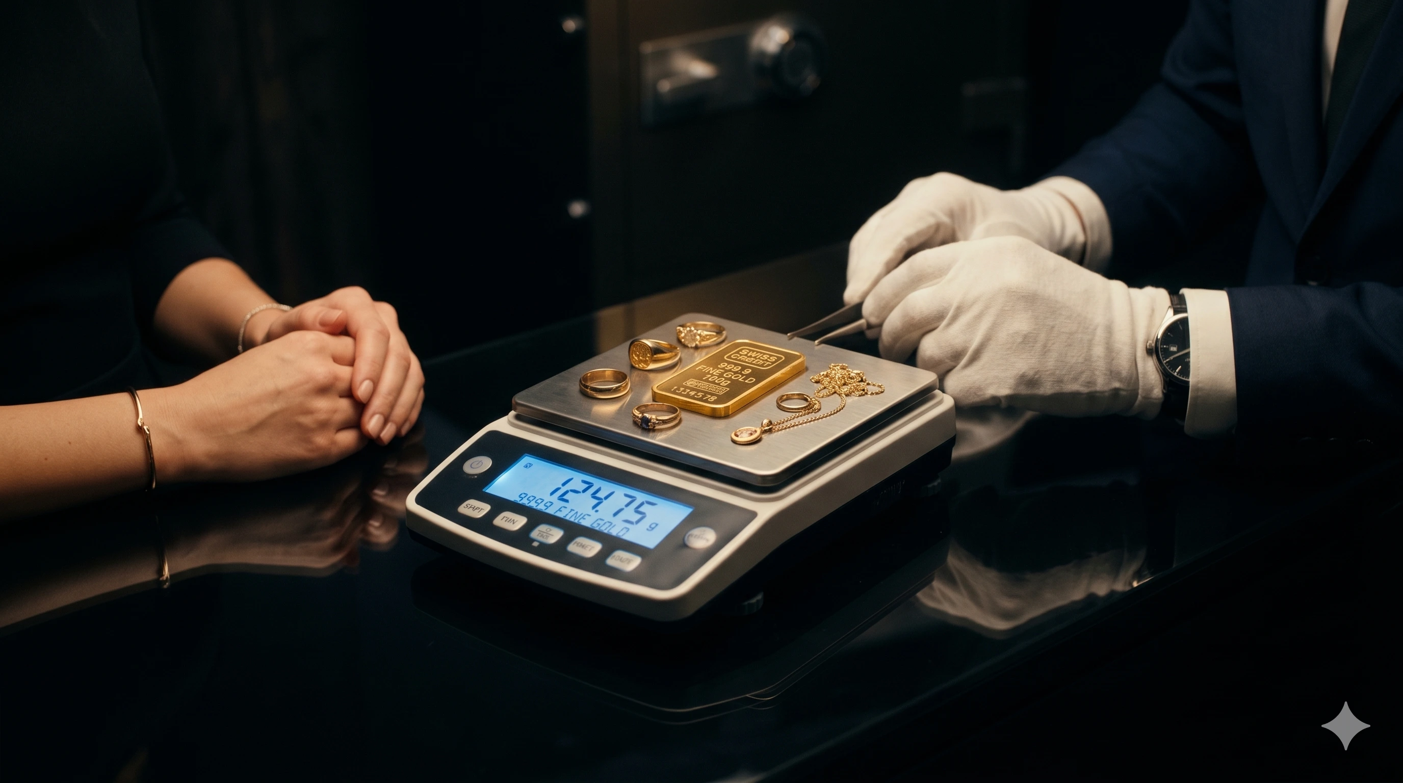 Gold necklace on display — emergency valuation